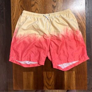 Stylish Coral and Cream Swim Trunks